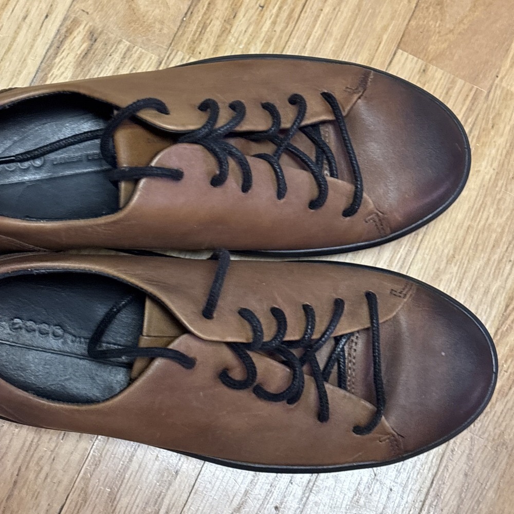 ECCO Soft Lux Cognac (Ombre) Leather Lace Up Sneakers EU 39 6.5 M 8.5 W - Picture 5 of 16